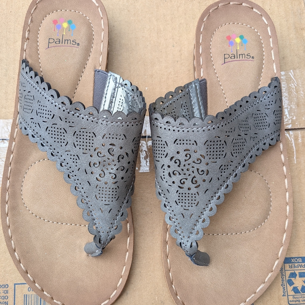 Palms Women's Gray and Tan Sandals Size 9